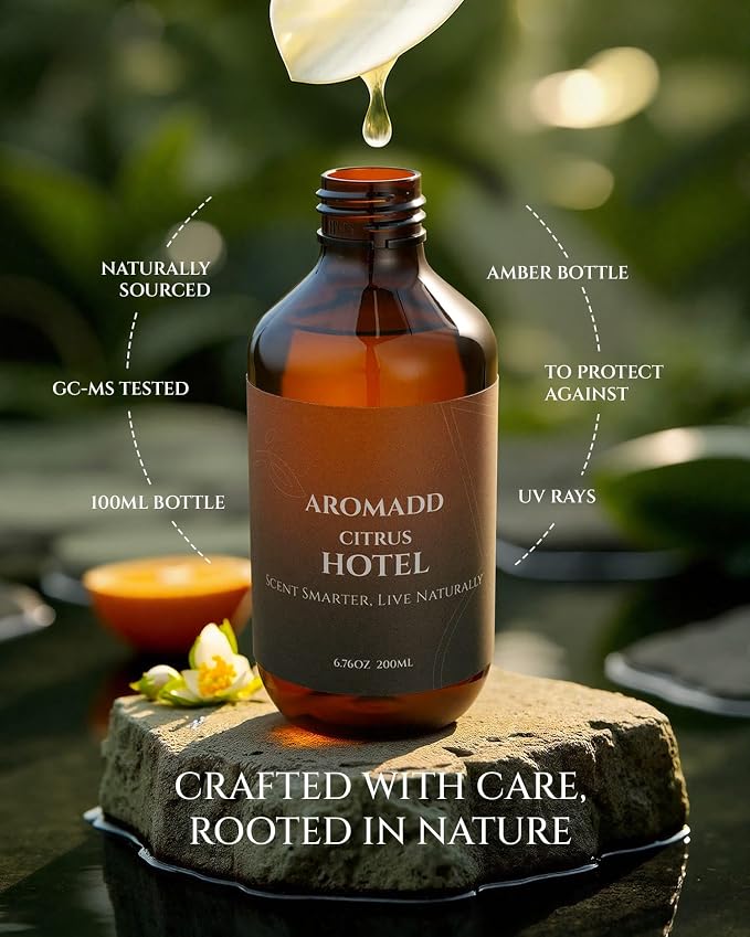 Aromadd Citrus Hotel Diffuser Oil Inspired by Luxury Hotel Scent, Premium Fragrance Oils for Waterless Diffuser, Luxury Lemon & Bergamot, Long-Lasting Home Fragrance - 6.76 fl oz (200 mL)