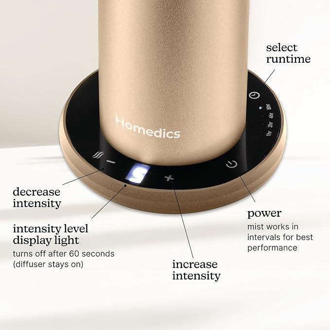 Homedics SereneScent Waterless Home Fragrance Diffuser & Oils Set, Includes 2 120ml SereneScent Oil Bottles, Maldives Escape and Aspen Fir, Patented Air Diffusion Technology, Large Rooms