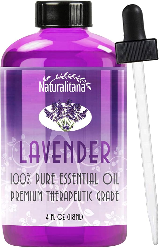 Naturalitana Lavender Essential Oil - Therapeutic Grade for Aromatherapy, Soap, Bath Bombs, Candles, Relaxation, Dropper - 4 fl oz - Lavender Oil