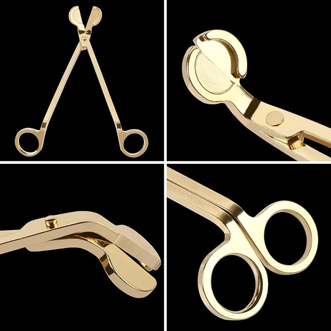Candle Wick Trimmer, Polished Stainless Steel Wick Clipper Cutter, Reaches Deep Into Candles to Cut Spent Wicks, Gold