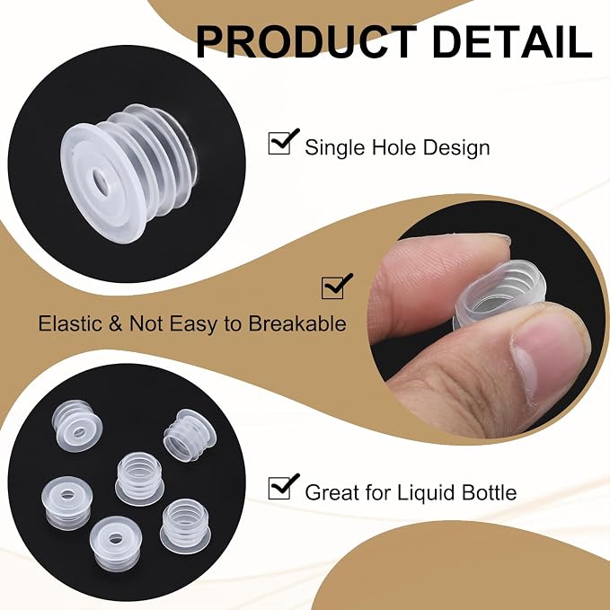 PATIKIL Bottle Adapter 0.51"/13mm Press in Plugs Clear 25Pcs, 0.17" Hole | for Oral Dispenser Liquid Oil Plastic Glass Bottles Stopper