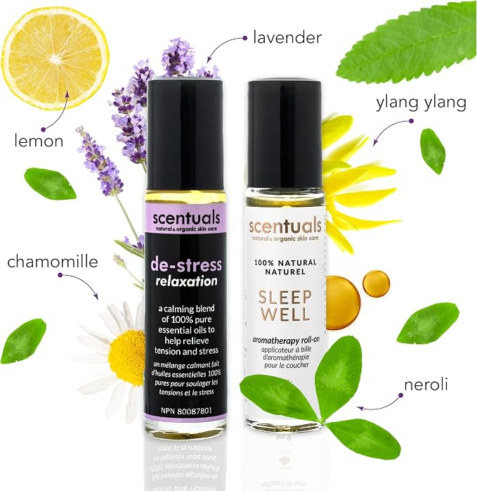 Essential Oil Blend Roll On Set of 2, 100% Pure Natural, Helps to Induce Relaxation and Calmness, Aromatherapy for Busy Men & Women. 9 ml x 2 | 0.3 oz x 2