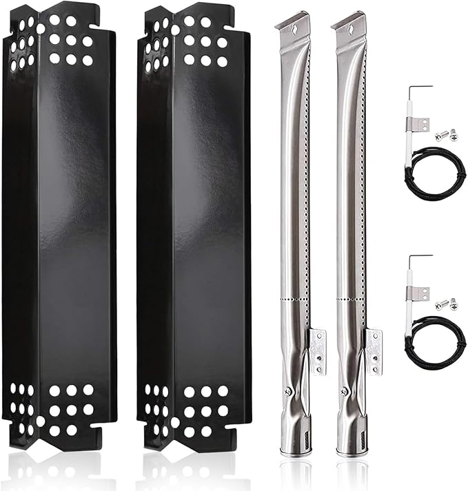 Criditpid Grill Replacement Parts for Nexgrill 2 Burner 720-0864M, 720-0864, 720-0830H, 720-0888N, 720-0888, Grill Heat Plate Shields, Burners and Igniters for Nexgrill 720-0864M Replacement Parts