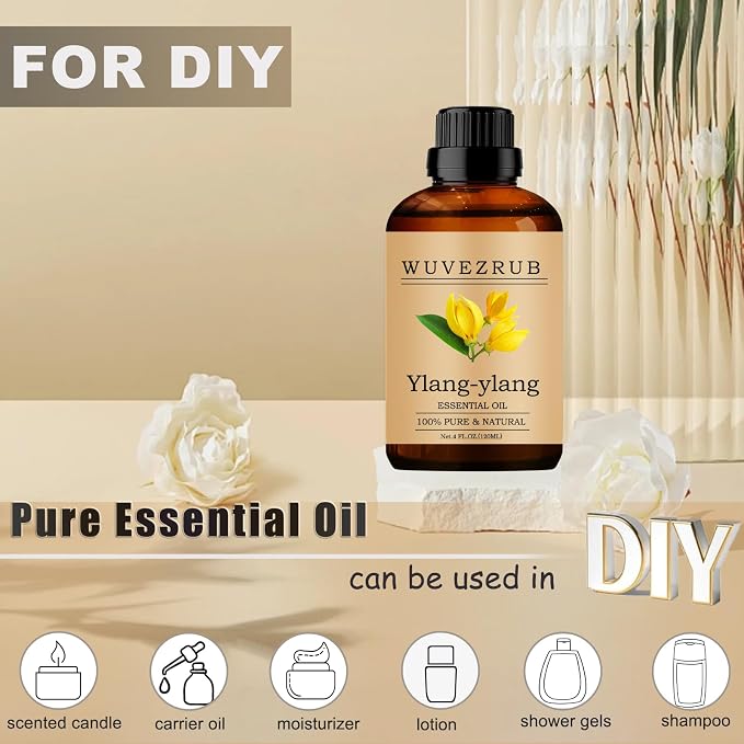 Ylang-Ylang Essential Oil, 120ML Pure and Natural for Aromatherapy Diffuser - 4 Fl Oz