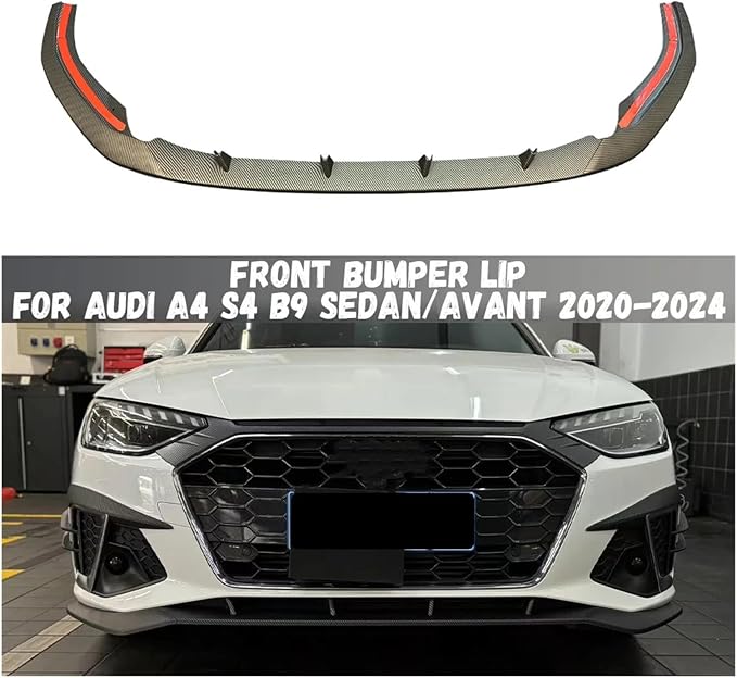 For Audi A4 S4 B9 TDI Sedan/Avant 2020 2021 2022 2023 2024 Front Bumper Lip Splitter Spoiler Diffuser Body Kit Cover(Glossy Black)