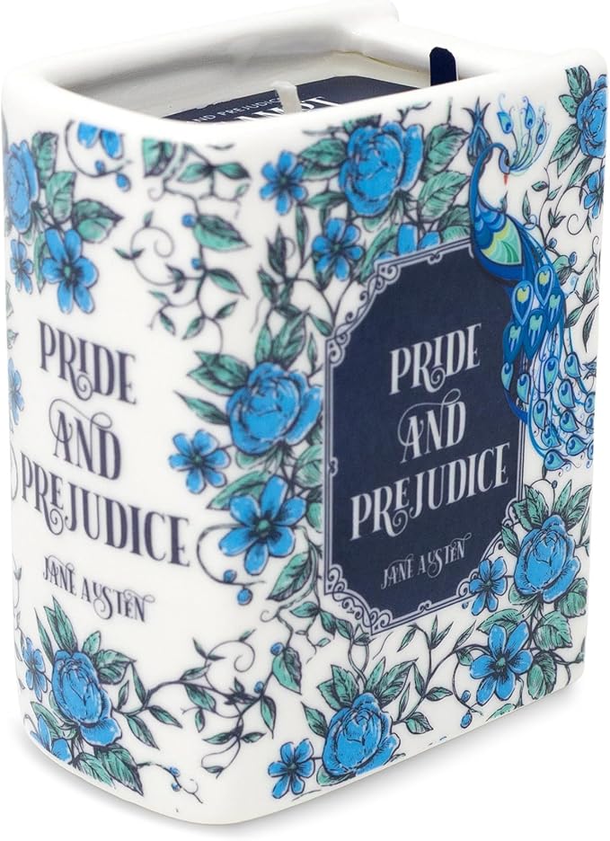 Steel Mill & Co Novelty Shaped Book Theme Scented Candle, 5 oz Candle with Sweet Citrus Notes of Bergamot and Moss, Unique Gift for Book Lovers (Pride and Prejudice)