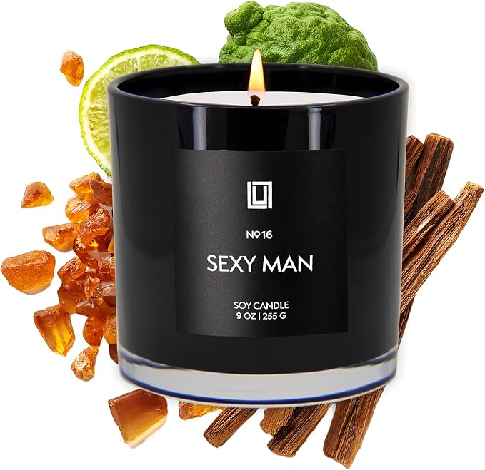Lulu Candles | Sexy Man | Luxury Scented Soy Jar Candle | Hand Poured in The USA | Highly Scented & Long Lasting (9 Oz.)