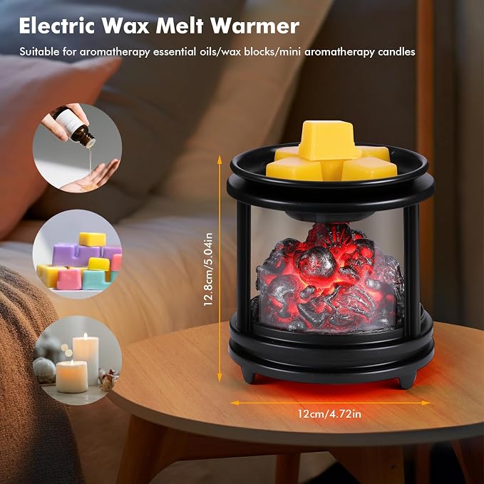 Wax Melt Warmer, Bonfire Skull Candle Wax Melter for Scented Wax Campfire Candle Melt Warmer PTC Heating, 3-in-1 Electric Wax Burner Fragrance Warmer for Home Bedroom Office Gifts & Decor