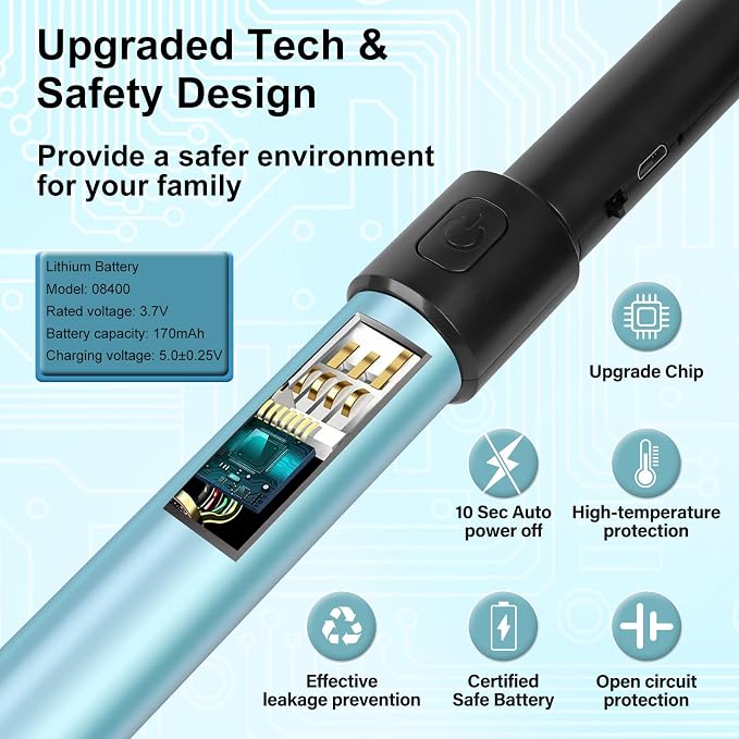 Candle Arc Lighters Long Flexible Neck 70cm Rechargeable Telescopic Electric Flameless Lighter for Kitchen Fireplace Pilot Light BBQ Stove (Blue)