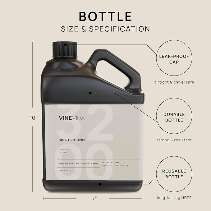 VINEVIDA [128oz] (Our Version of) Jean Paul Gaultier Le Male Fragrance Oil for Candle Making and Soap Making - Premium Candle Scents for Soy Candles