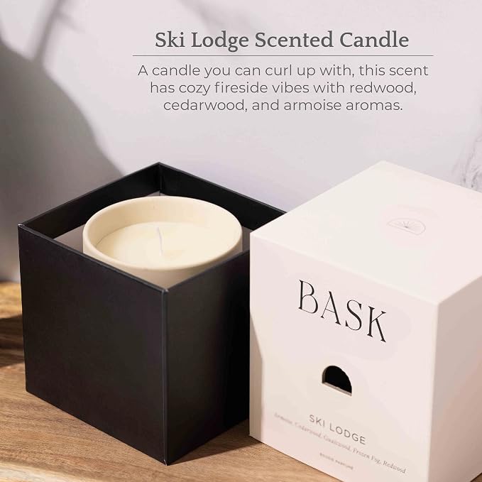 Relaxing Candles for Home by BASK - Scented Candles - Winter Candles - Gifts for Women and Men - Scent: Ski Lodge