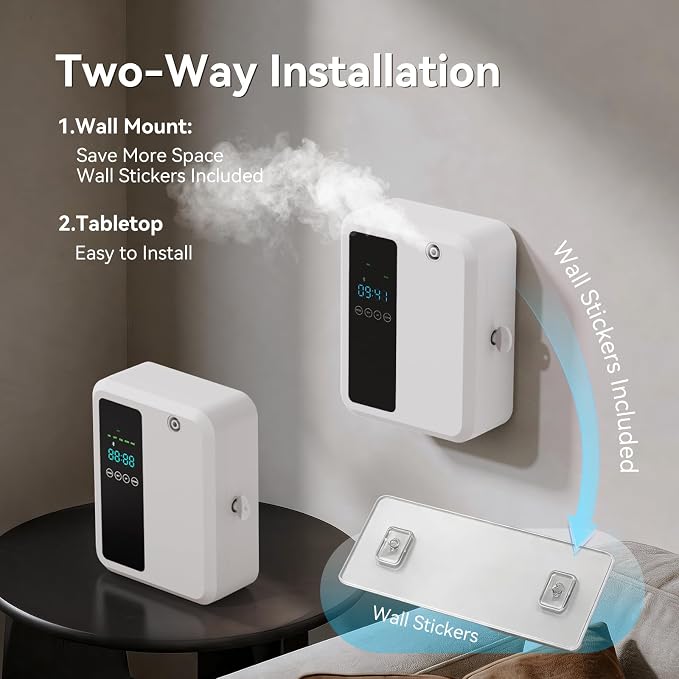 Hotel Scent Diffuser for Large Room, 500ml Smart Waterless Oil Diffuser, Whole House Air Fragrance Machine with LED Display, White