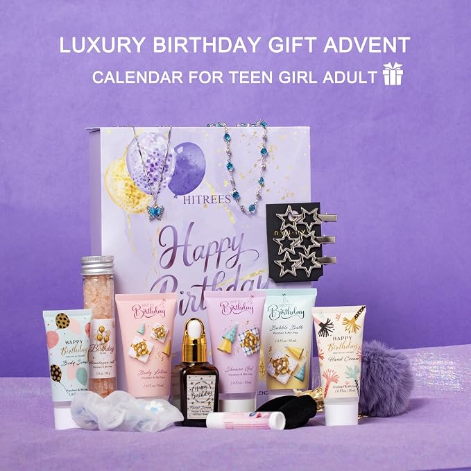 Advent Calendar Blind Birthday Gifts For Teens girls, Purple Gifts For Women, Lavender Spa Gift Set, Lavender Gifts Set for Birthday, Birthday Gifts Advent Calendar,Christmas Gift for Women