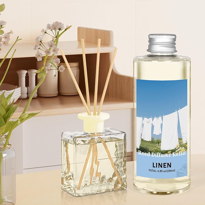 STRN Reed Diffuser Refill, Linen Scent Diffuser 200ml (6.8 fl.oz), Room Fresheners for Home, Long-Lasting Fragrance for Living Room, Bedroom, Office