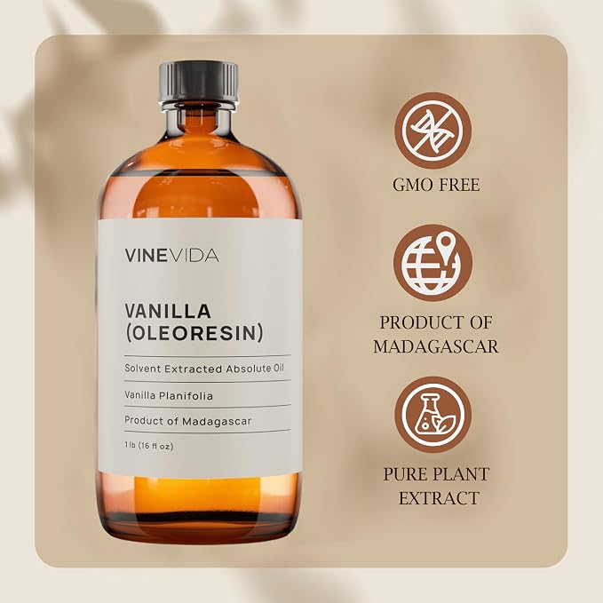 VINEVIDA [16oz] Vanilla Oleoresin Essential Oil - Bulk Essential Oil for Soap Making and Candle Making