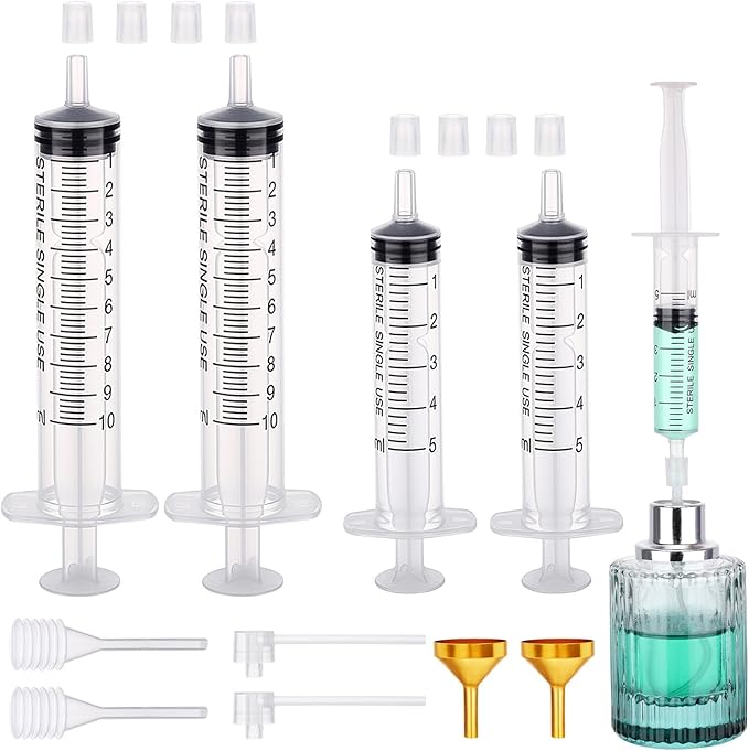 Segbeauty 0.34oz Perfume Travel Refill Tools 5pcs with 0.17oz Perfume Dispenser Refill Tool 5pcs, 5ml 10ml Decants for Perfumes Women Cologne Making Kit for Men with Funnel Extractor Pump Refillable