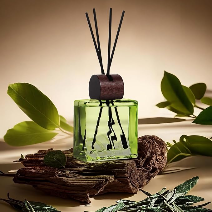6.76 oz White Tea Scent Diffusers with 8 Fiber Sticks,200ml Reed Diffuser for Bathroom Room Air Freshener, Last up for 40 Days