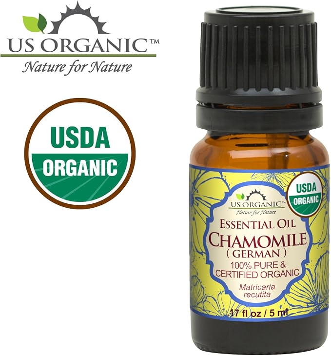 US Organic 100% Pure Blue Chamomile (German) Essential Oil - USDA Certified Organic, Steam Distilled - W/Euro Dropper (More Size Variations Available) (5 ml / 1/6 fl oz)
