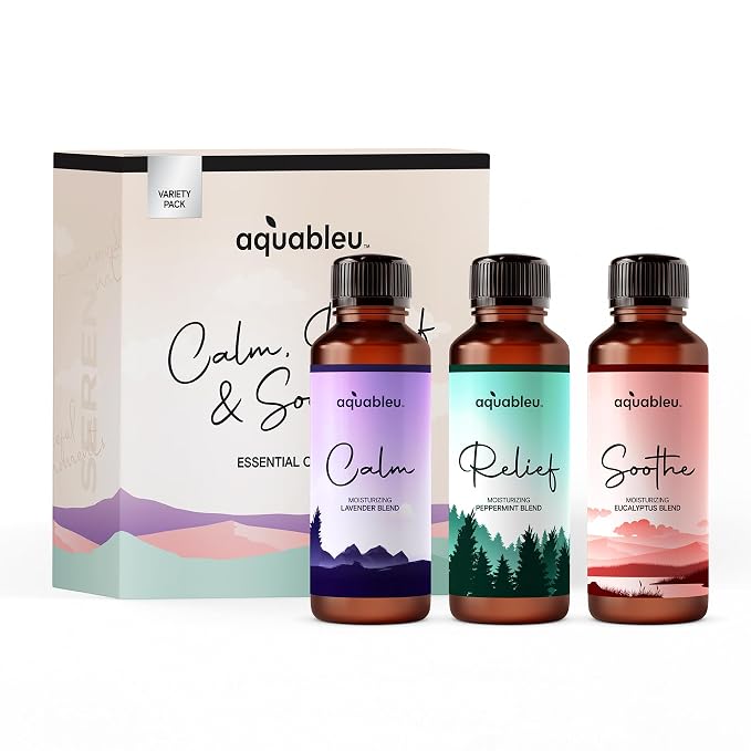 Essential Message Oil Gift Set – Serenity Trio Sooth, Calm, Relief Includes Lavender, Peppermint & Eucalyptus Massage Oil Blends 80 ML in Beautiful Packaging – Great Gift for Women