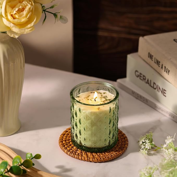 MATAHUM 2 Pack Eucalyptus & Mint Scented Candles for Home Decor, 6.5oz Natural Soy Wax Aromatherapy Jar Candles, Eucalyptus and Mint Candle for Relaxing, Birthday Housewarming Giftable for Women