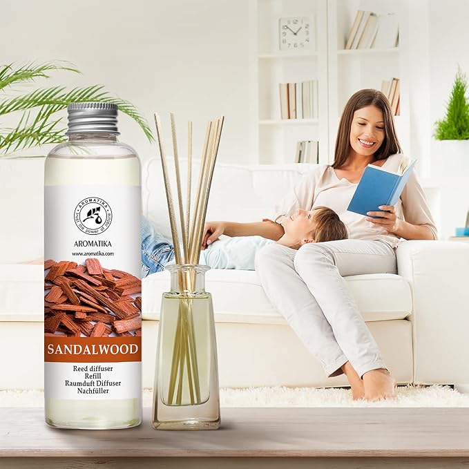 Reed Diffuser Refill Sandalwood 6.8 Fl Oz - 200ml - Room Diffuser Refill - Home Fragrance - Scented Diffuser - Fresh Fragrance - Aromatherapy - Air freshener - Fresh and Long Lasting Fragrance