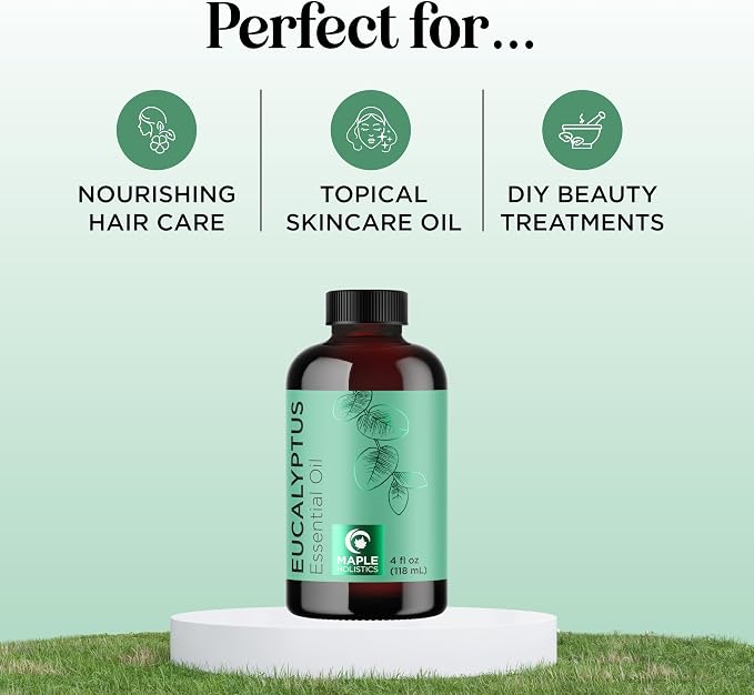 Pure Eucalyptus Essential Oil 4oz Invigorating Home Spa Aromatherapy and Natural Bath Oil - Eucalyptus Oil for Diffuser Dry Scalp Care and DIY Skin Care