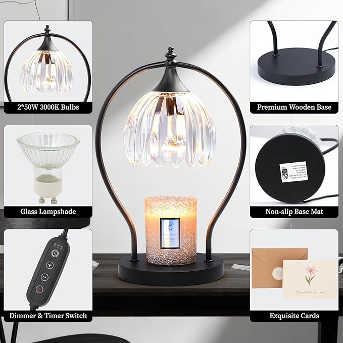 GOODBUY Candle Warmer Lamp with Timer Dimmer - Candle Warmer for Jar Candles - Plug in Wax Melt Warmer Unique Birthday Gifts for Women Mom House Warming Gifts New Home Room Decor