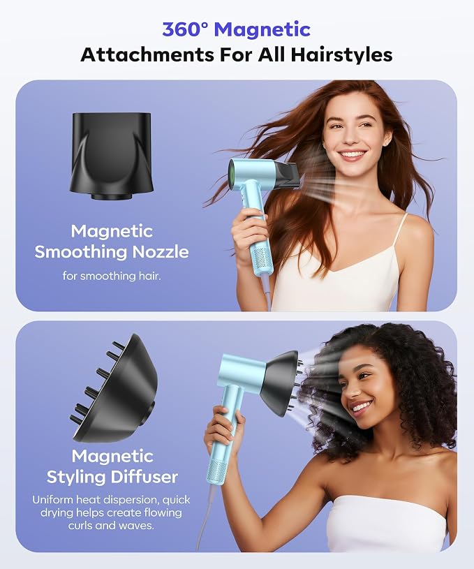 Cosy Companions High Speed Ionic Hair Dryer, 150000 RPM Fast Drying Blow Dryer with 500 Million Negative Ions, Lightweight with Heat Protection for Women & Men, Professional Salon Dryer, Blue
