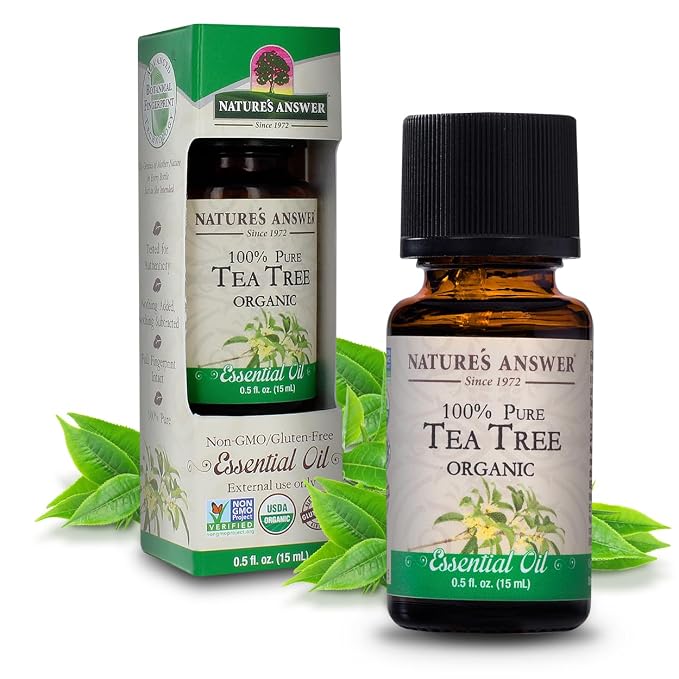 Nature’s Answer USDA Organic Tea Tree Essential Oil, 100% Pure | Natural Aromatherapy Oil for Diffuser/Humidifier, Steam Distilled 0.5 fl oz. (15ml) | Made in USA