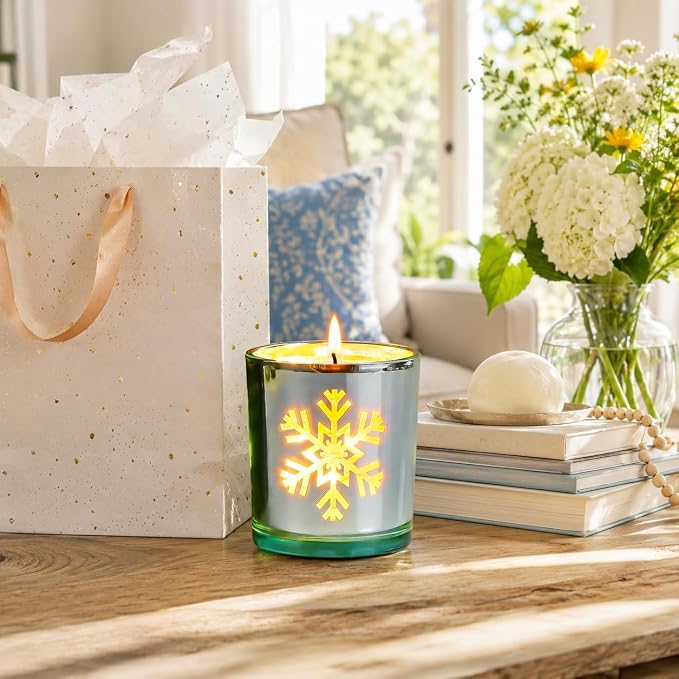 Viyffo 5oz Heat-Activated LED Light Up Scented Candle - Cedarwood, Non Toxic Soy Candle in Decorative Silver-White Jar, Night Light Candle for Bedroom, Bathroom & Living Room, Novelty Gift for Women