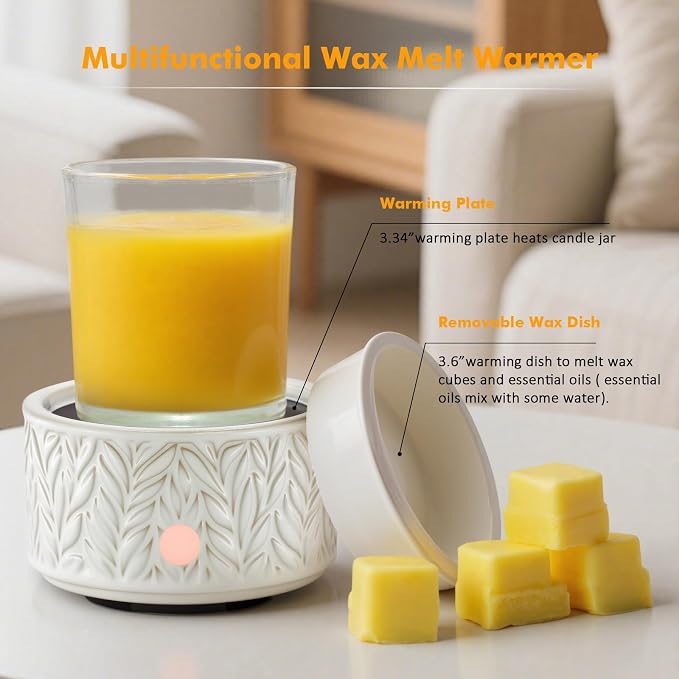 EQUSUPRO Wax Melt Warmer for Scented Wax Melts- Electric 4 in-1 Ceramic Candle Wax Warmer Burner Fragrance Wax Melter for Home Office Bedroom Living Room Decor & Gifts for Women