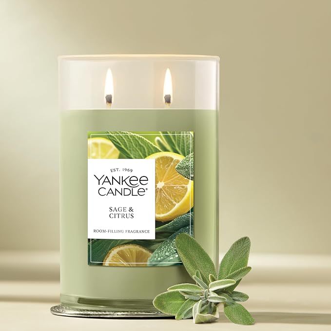 Yankee Candle Sage & Citrus Scented Signature 20oz Large Tumbler 2-Wick CandleLong-Lasting and Clean Burn Over 60 Hours of Burn Time (Pack of 4)