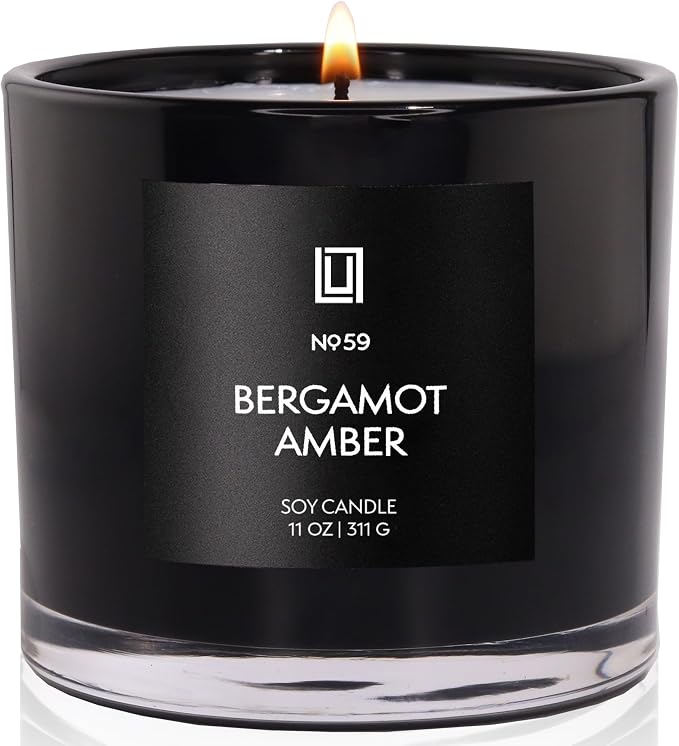 Lulu Candles | Bergamot & Amber | Smells Like Citrus & Amber | Luxury Scented Soy Jar Candle | Hand Poured in The USA | Highly Scented Long Lasting (11 Oz.)