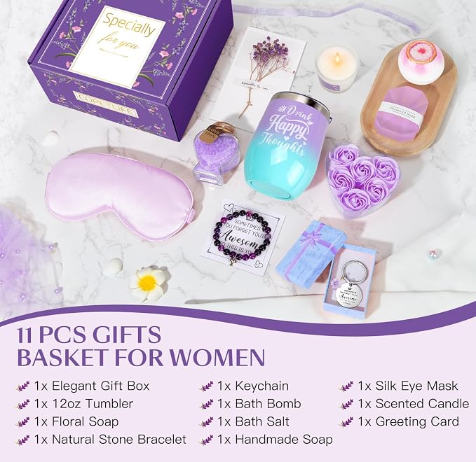 Birthday Gifts for Women, Get Well Gifts Basket for Women, Self Care Gift Relaxing Spa Gift Set for Her, Christmas Mothers Day Gifts for Mom, Best Friend, Girlfriends, Wife, Sister and Coworkers
