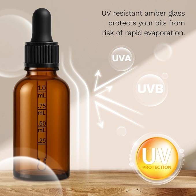 Bumobum Dropper Bottle 1 oz, 2 pack Amber Glass Eye Dropper Bottles with Labels and Funnel, Tincture Bottle with Measured Dropper - Leakproof Essential Oils Bottles for Health, Personal Care & Beauty