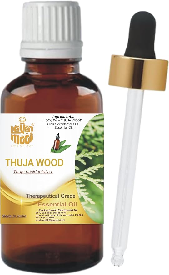 LEVENMOOI Thuja Wood (Thuja occidentalis L) Pure & Natural Therapeutic Grade Essential Oil Glass with Dropper (30ml)