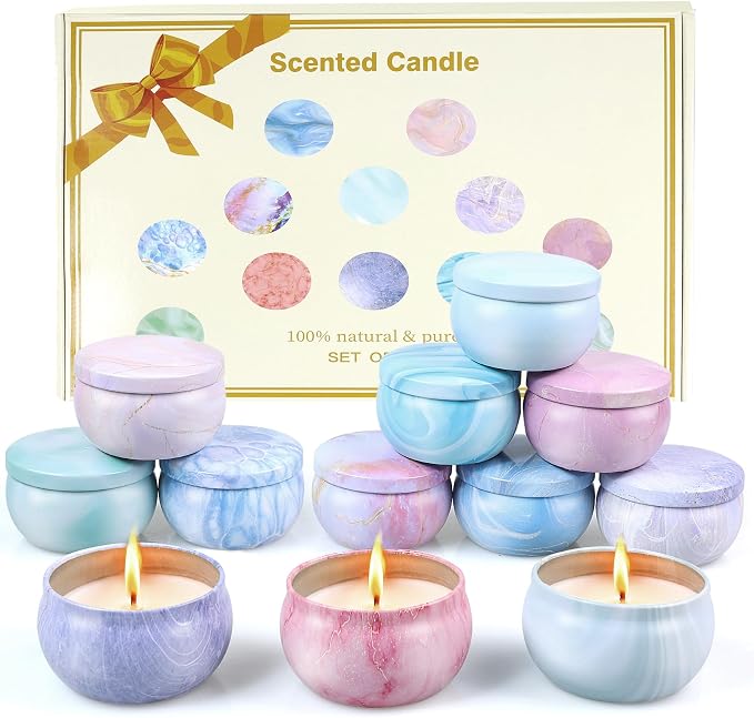 Gifts for Women,12 Pack Scented Candles Gift Set, 300 Hour Long Lasting Soy Wax Candles for Home Scented, Aromatherapy Candle, Ideal for Birthday, Christmas, Mother's Day, Thank You Gifts