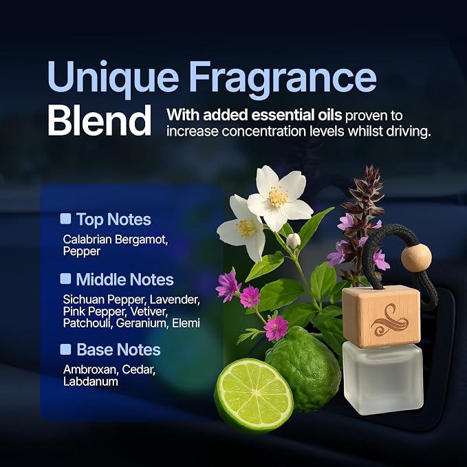 Solvere Diffuser with Vent Clip | Strong Automotive Freshener Long Lasting | Powerful Car Fresheners for Men with Odour Eliminating Technology | Luxury Air Freshener by Perfa