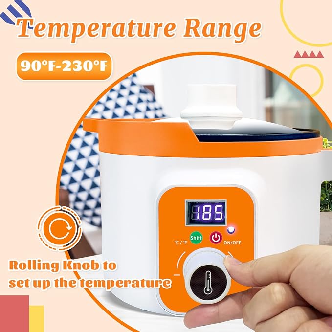 Ksedcon Digital Wax Melter for Candle Making, Electric Wax Melting Pot with Pouring Spout, Candle Wax Melting Pot with Temp Control(LED Display