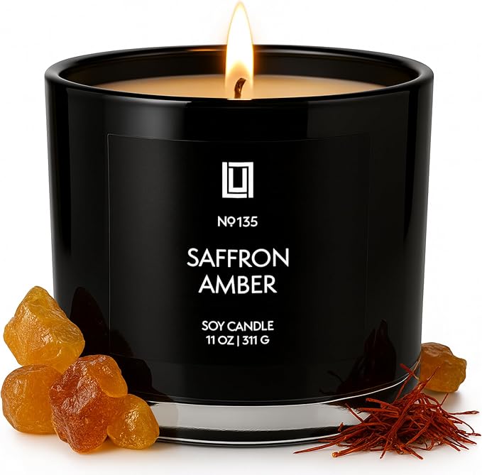 Lulu Candles | Saffron Amber | Luxury Scented Soy Jar Candle | Hand Poured in The USA | Highly Scented Long Lasting (11 Oz.)
