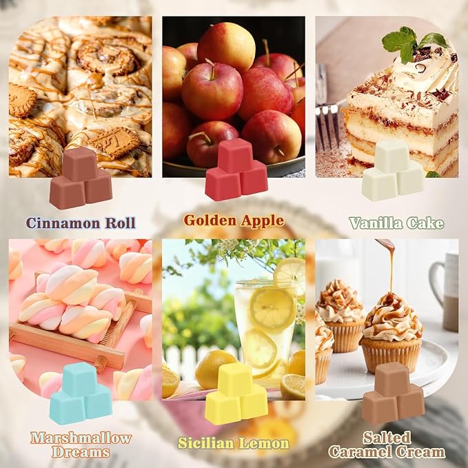 SCENTORINI Summer Scented Wax Melts 12 Pack - Fruit & Dessert Assorted Scents: Mango, Pineapple, Golden Apple, Vanilla Cake | Strong Wax Cubes for Warmer, Home Fragrance & Relaxation