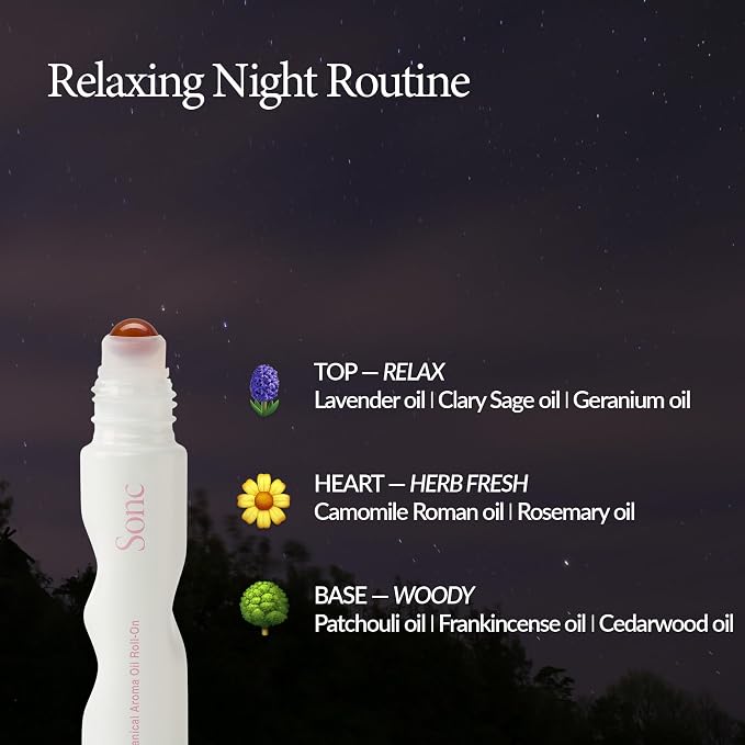 Sonc Botanical Aroma Oil Roll‑On 003 Dream Dive | Nighttime Aromatherapy + Wellness Ritual | Calming Roll On for Sleep, Relaxation & Self‑Care
