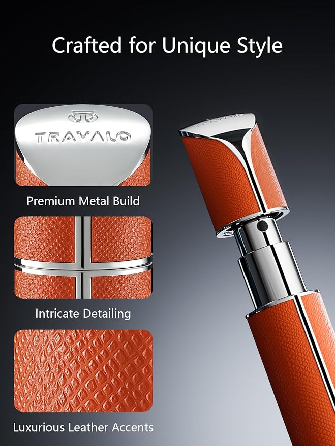 Travalo AQUA Refillable Perfume Atomizer, 5ml Travel Perfume Bottle with Easy Bottom Refill, Leak-Proof Mini Cologne Sprayer, TSA-Approved Pocket Fragrance Spray for Women & Men,1 Piece (Orange)