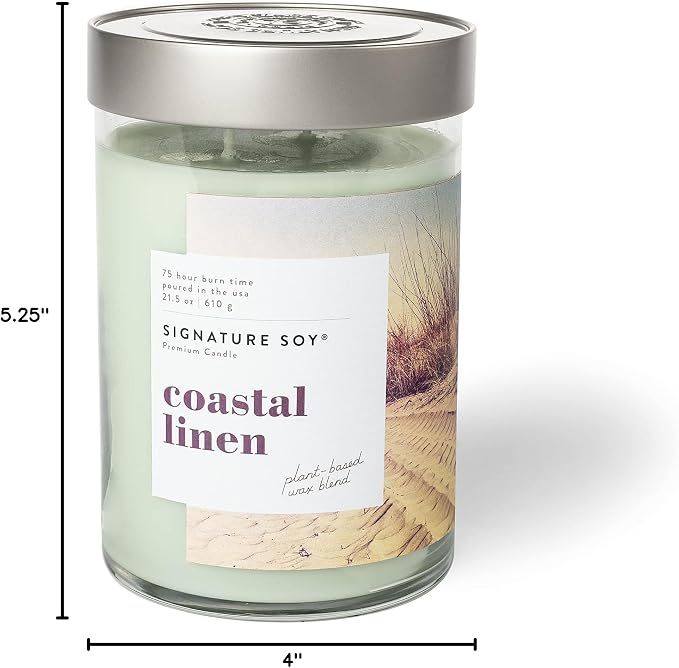 Signature Soy Lidded Coastal Linen Scented Candle, Extra Large Jar