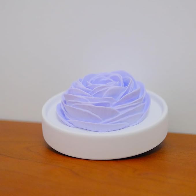 Essential Oil Passive Flower Diffuser -Non-Electric Peony Flower Porcelain Aromatherapy Diffusers for Small Mini Room, Desk Decorative, Bathroom (Purple, Rose)