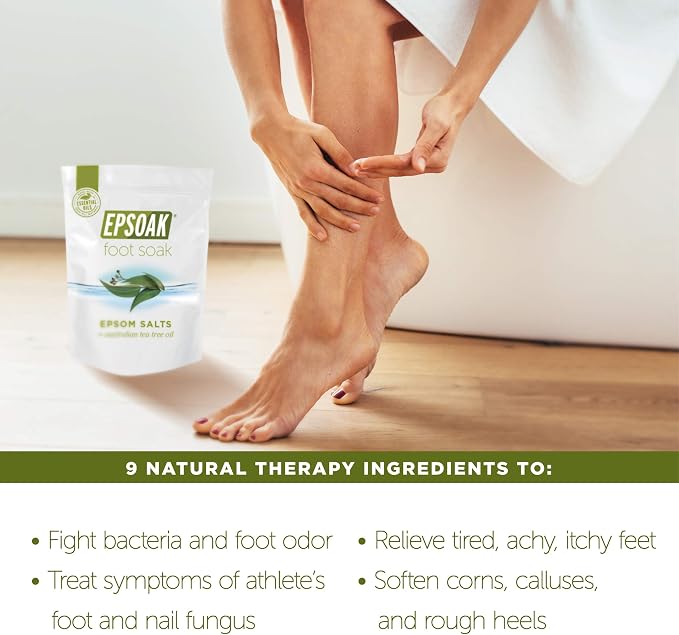 Epsoak Epsom Salt 4 lb. USP Magnesium Sulfate with Tea Tree Scent (Qty. 2 x 4 lb. Bags) Resealable Epsom Salt Bag, Made in The USA, Cruelty-Free Certified