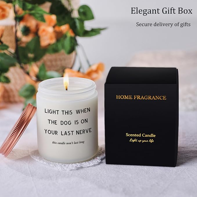 Funny Dog Mom Gifts for Women - Birthday Christmas Anniversary Mothers Day Gifts for Best Friend Girlfriend Sisters Coworker Dog Lovers - House Warming Gift Basket Idea Lavender Candle Present