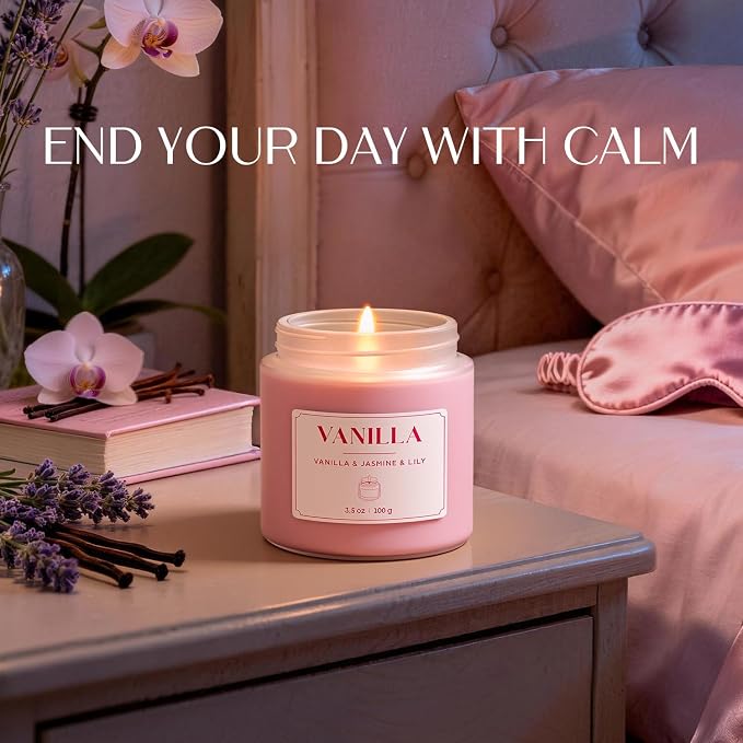 NORVENCE Scented Candles for Women, Stress Relief Candles for Home, Premium Soy Candle Set, Candle Gifts for Women (Pink, 7 oz)