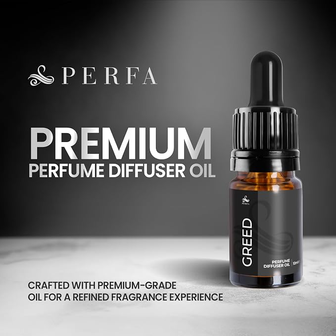 Inspired Diffuser Oil 10ml - Smells Like Luxury Perfume for Men - Long Lasting Diffuser Oil for Home, Ultrasonic & Waterless Diffusers, Humidifiers & Candles - Greed Perfume Inspired Scent by Perfa