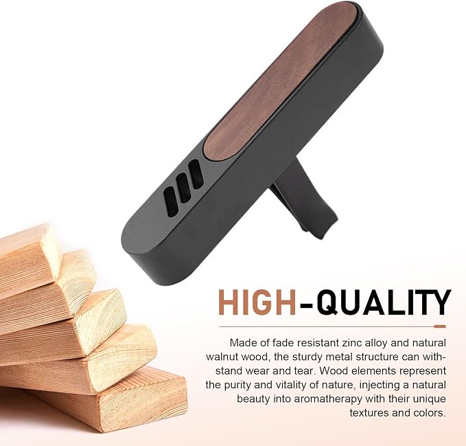2 PCS Car Air Vent Clips, Natural Walnut Wood Grain Diffuser with 6 PE Strips, Rust-proof Straight Outlet Interior Trim with Stable Back Clip, Universal Elegant Decor for Car (Multicolored)